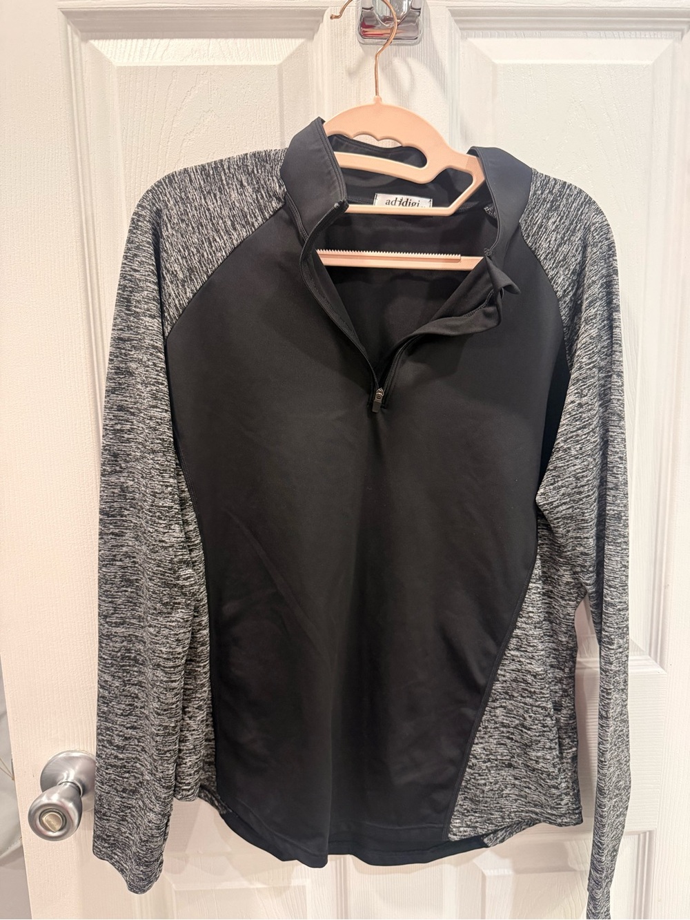 Men's Black Half-Zip Sweater with Gray Raglan Sleeves